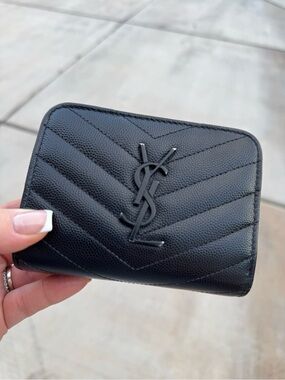 Authentic! Yves Saint Laurent Black Quilted Leather wallet